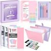 imageSKYDUE School Supplies Set  1quot 3Ring Binder 2 Expanding File Folders 3 Spiral Notebooks 8 Tab Dividers ampamp Pencil Pouch  Cute Stationery for High School Stude College Essentials PurplePurple