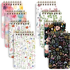 SKYDUE Small Notebooks，Pocket Notepads with Aesthetic Covers, Mini Spiral Notebook with Lined Pages Nursing School Essentials, Set Of 8
