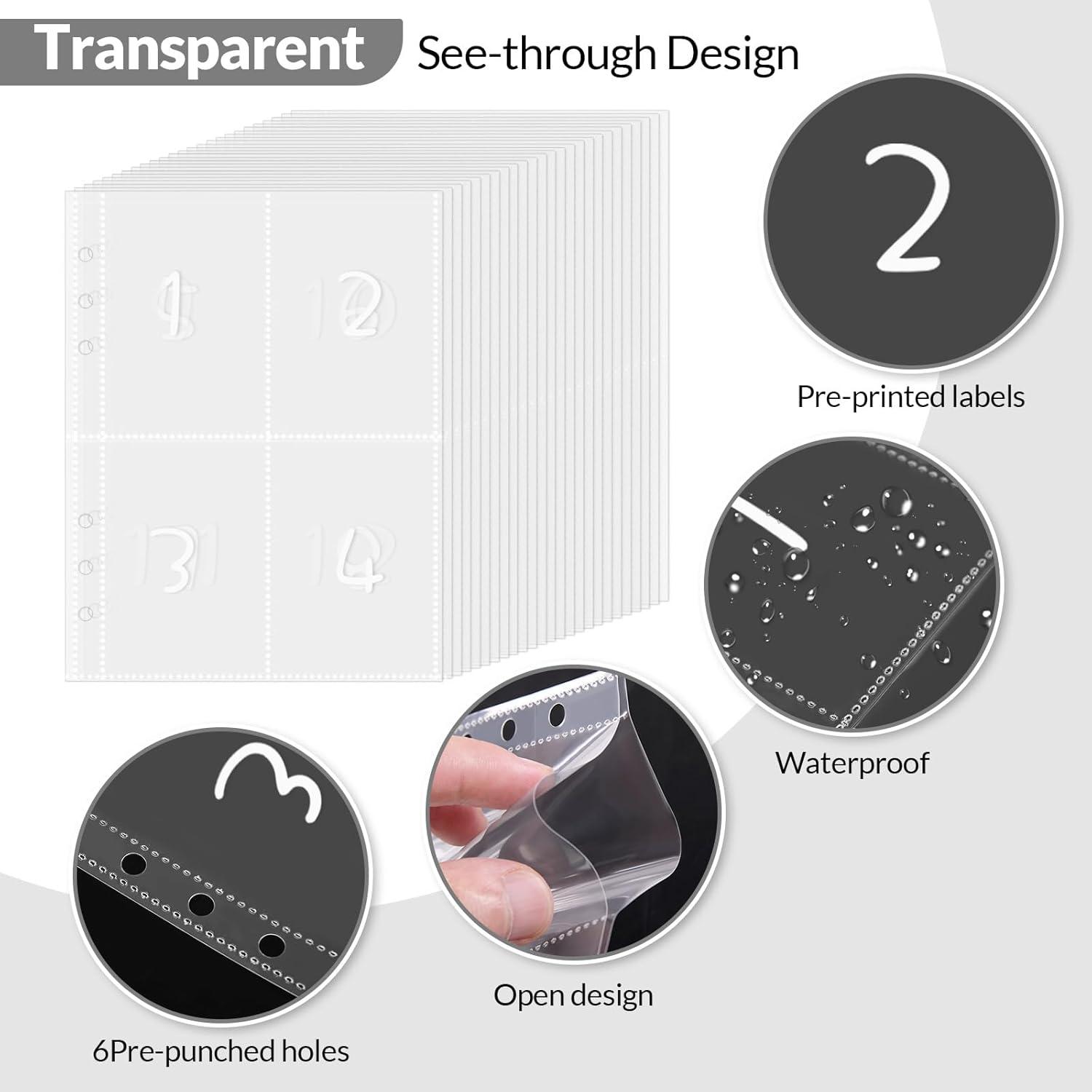 imageSKYDUE 100 Envelopes Money Savin Challenge Binder A5 Money Saving Budget Binder with Cash Envelopes Savings Challenges Book to Save 5050Blackleaf