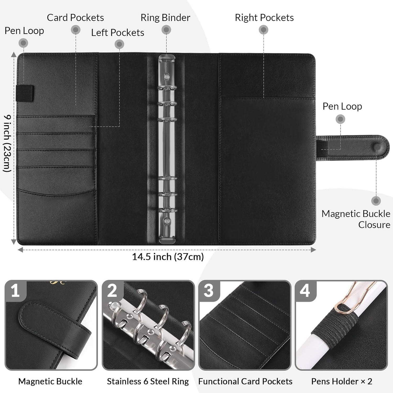 imageSKYDUE 100 Envelopes Money Savin Challenge Binder A5 Money Saving Budget Binder with Cash Envelopes Savings Challenges Book to Save 5050Blackleaf