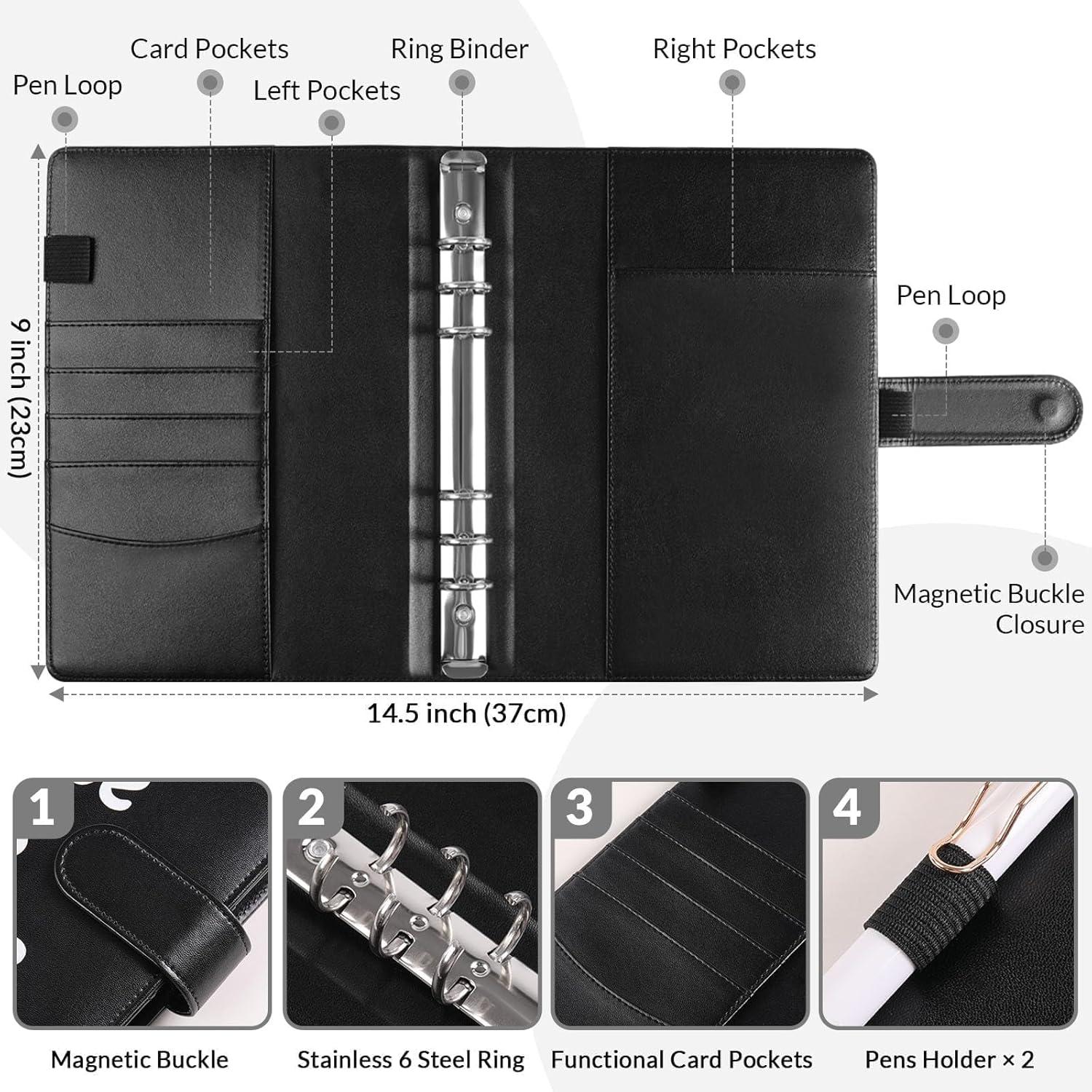 imageSKYDUE 100 Envelopes Money Savin Challenge Binder A5 Money Saving Budget Binder with Cash Envelopes Savings Challenges Book to Save 5050Blak