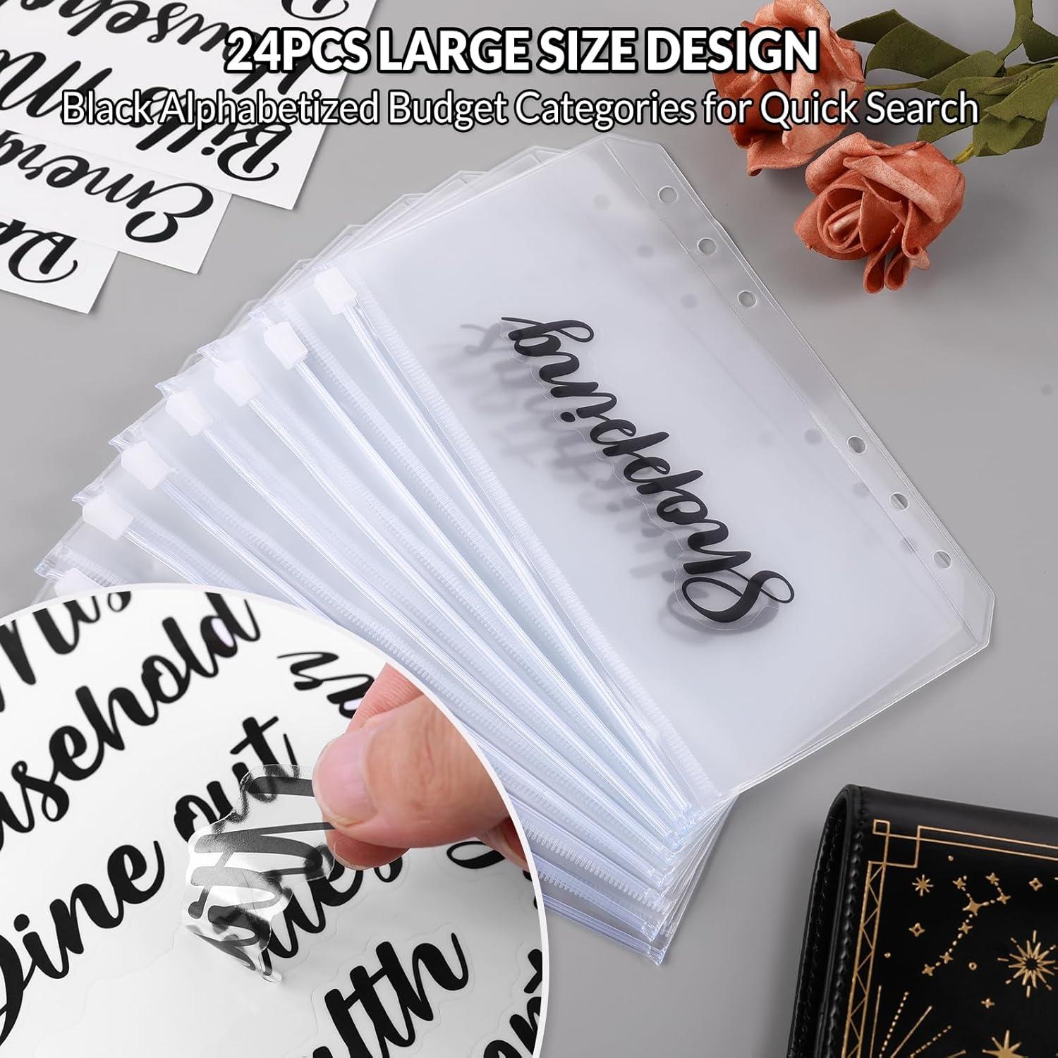 imageSKYDUE Budget Binder Money Saving Binder with Zipper Envelopes Cash Envelopes and Expense Budget Sheets for Budgeting DarkGreenBlack Gold