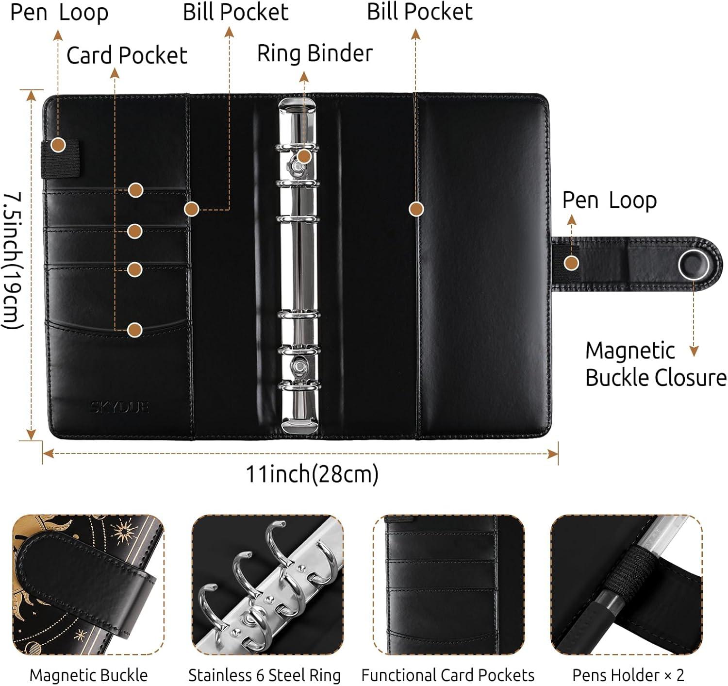 imageSKYDUE Budget Binder Money Saving Binder with Zipper Envelopes Cash Envelopes and Expense Budget Sheets for Budgeting DarkGreenBlack Gold
