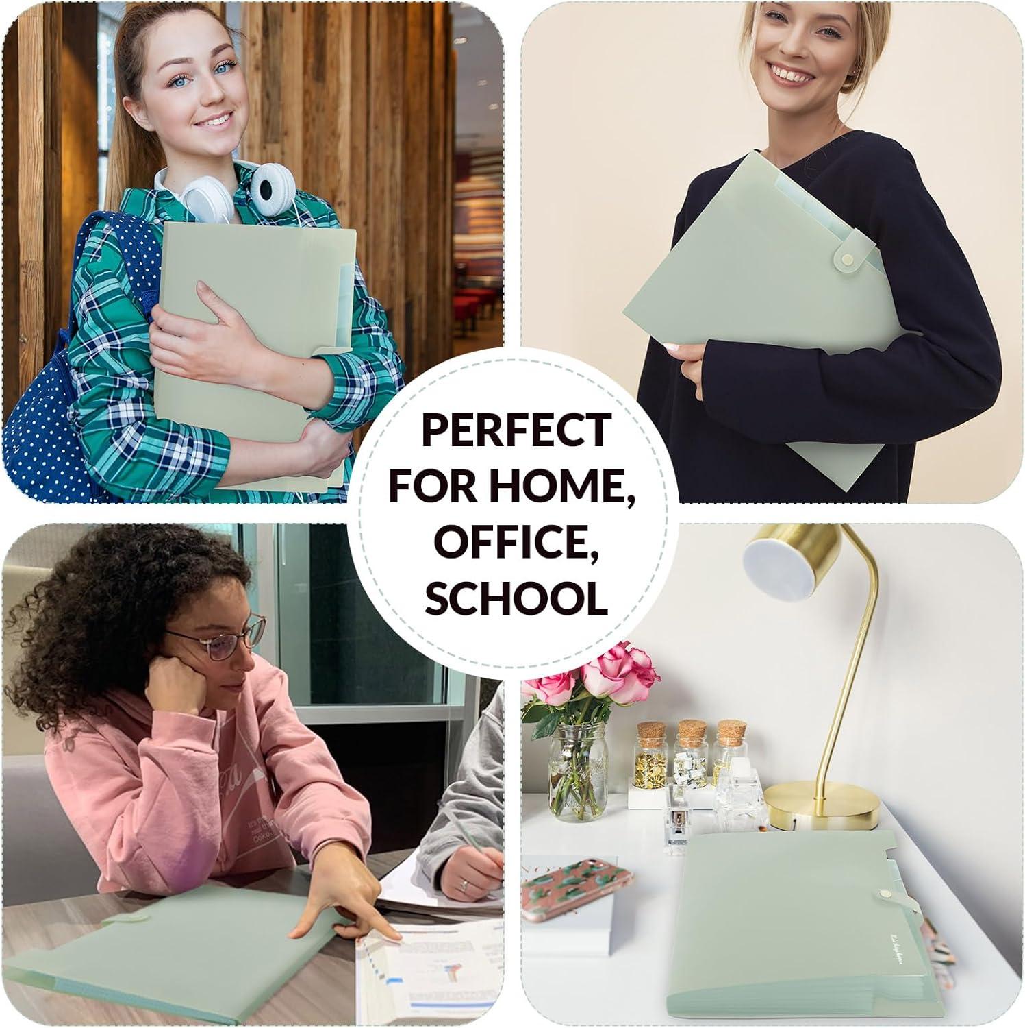 imageSKYDUE Expanding File Folders with 8 Pockets Accordion File Organizer with Labels Portable Paper Bill Receipt Organizer Letter Size Home School Office Supplies Olive GreenLight Green