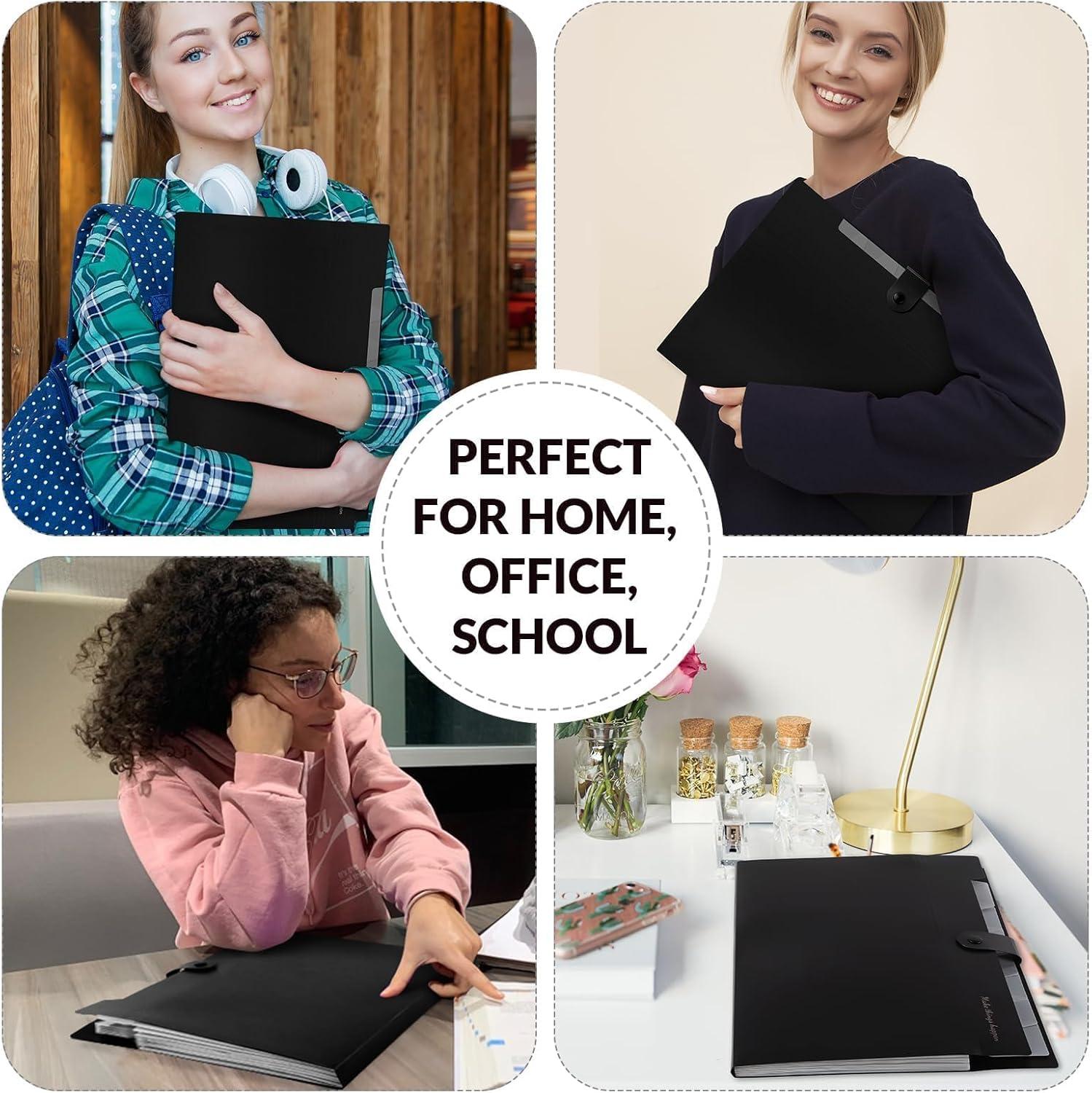 imageSKYDUE Expanding File Folders with 8 Pockets Accordion File Organizer with Labels Portable Paper Bill Receipt Organizer Letter Size Home School Office Supplies Olive GreenBlackcm