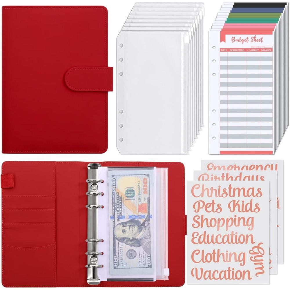 imageSKYDUE Budget Binder with 8pcs Zipper EnvelopesMoney Organizer for Cash with 12pcs Expense Sheets ampamp 24 Rose Gold Sticky LabelsWinered
