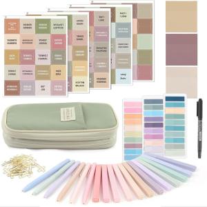 SKYDUE Bible Journaling Kit, Bible Study Supplies, Aesthetic Book Annotation Kit,Highlighter Set No Bleed, Bible Journaling Kit for Gift Green(Green)