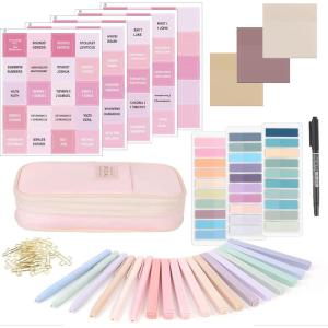 SKYDUE Bible Journaling Kit, Bible Study Supplies, Aesthetic Book Annotation Kit,Highlighter Set No Bleed, Bible Journaling Kit for Gift Green(Pink)