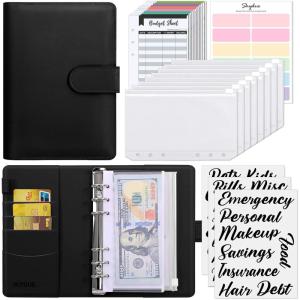 SKYDUE Budget Binder, Money Saving Binder with Zipper Envelopes, Cash Envelopes and Expense Budget Sheets for Budgeting (DarkGreen)(Black)