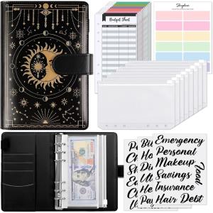 SKYDUE Budget Binder, Money Saving Binder with Zipper Envelopes, Cash Envelopes and Expense Budget Sheets for Budgeting (DarkGreen)(Black Gold)