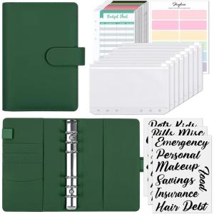 SKYDUE Budget Binder, Money Saving Binder with Zipper Envelopes, Cash Envelopes and Expense Budget Sheets for Budgeting (DarkGreen)(Darkgreen)