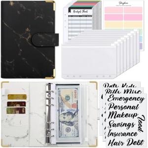 SKYDUE Budget Binder, Money Saving Binder with Zipper Envelopes, Cash Envelopes and Expense Budget Sheets for Budgeting (DarkGreen)(Mabble)