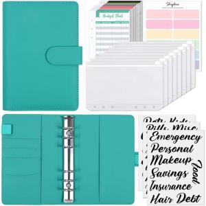 SKYDUE Budget Binder, Money Saving Binder with Zipper Envelopes, Cash Envelopes and Expense Budget Sheets for Budgeting (DarkGreen)(Turquoise)