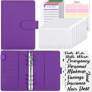 SKYDUE Budget Binder, Money Saving Binder with Zipper Envelopes, Cash Envelopes and Expense Budget Sheets for Budgeting (DarkGreen)(Violet)