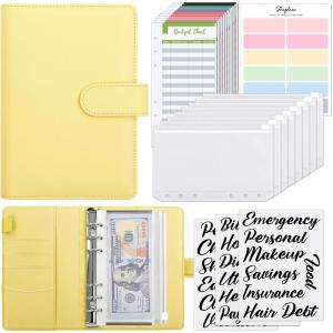 SKYDUE Budget Binder, Money Saving Binder with Zipper Envelopes, Cash Envelopes and Expense Budget Sheets for Budgeting (DarkGreen)(Yellow)