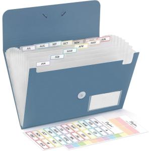 SKYDUE Expanding File Folder, Accordion File Organizer with 13 Pockets for A4/Letter Sized Paper, Accordion Folder with Labels – Document Receipt Organizer for Office, School, Home(Blue)