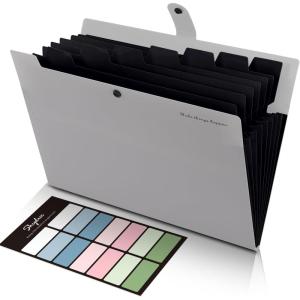 SKYDUE Expanding File Folders with 8 Pockets, Accordion File Organizer with Labels, Portable Paper Bill Receipt Organizer, Letter Size, Home School Office Supplies, Olive Green(Gray)