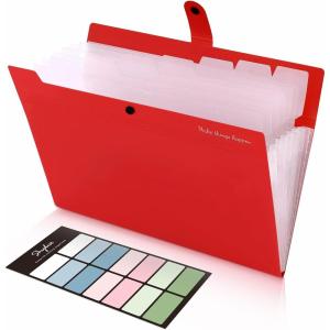 SKYDUE Expanding File Folders with 8 Pockets, Accordion File Organizer with Labels, Portable Paper Bill Receipt Organizer, Letter Size, Home School Office Supplies, Olive Green(Red-cm)