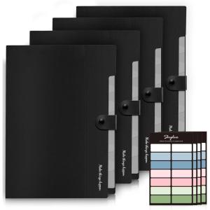 SKYDUE Expanding File Folders with 8 Pockets, Accordion File Organizer with Labels, Portable Paper Bill Receipt Organizer, Letter Size, Home School Office Supplies, Olive Green(Black*4)