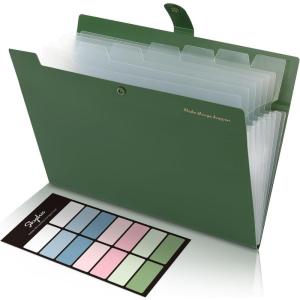 SKYDUE Expanding File Folders with 8 Pockets, Accordion File Organizer with Labels, Portable Paper Bill Receipt Organizer, Letter Size, Home School Office Supplies, Olive Green(Olivegreen)