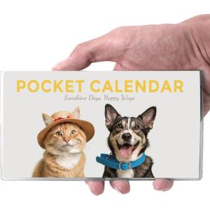 SKYDUE Pocket Calendar 2025-2026 for Purse, 6.5″ x 3.5″, 24 Months Pocket Planner with Soft Waterproof Cover and Premium Paper Green(Pet)