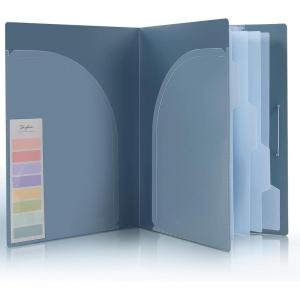 SKYDUE Accordion File Organizer, 5 Pocket Expanding File Folders with Pockets, Document Organizer, Portable Paper Organizer，School Office Supplies Black(Blue)